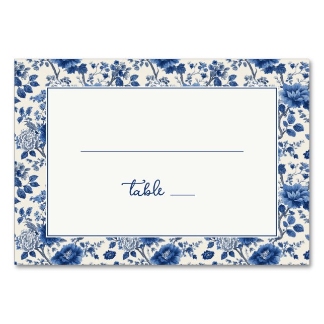 Numeração De Mesa Azul Floral Elegante (Frente)