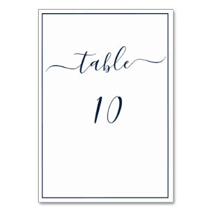 Numeração De Mesa Azul Marinho Branco Caligrafia Script Casamento El