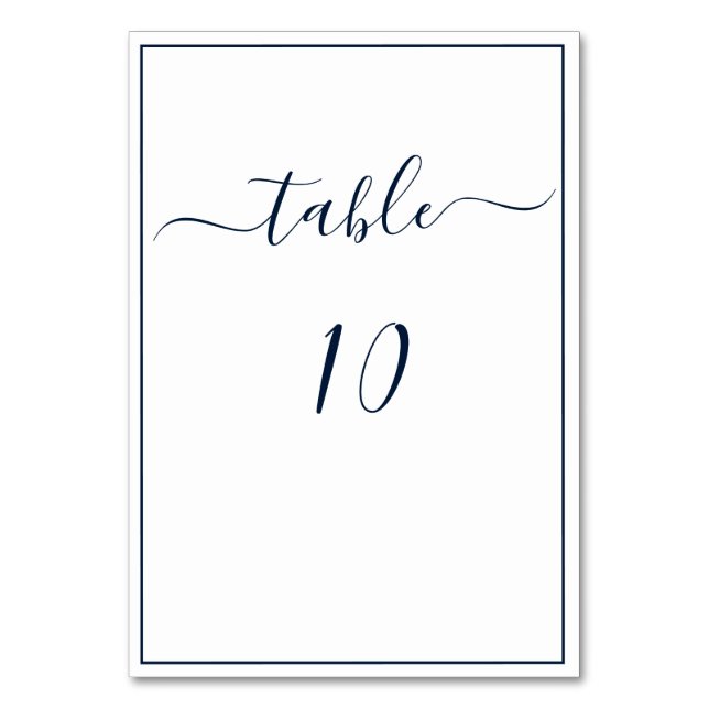 Numeração De Mesa Azul Marinho Branco Caligrafia Script Casamento El (Frente)