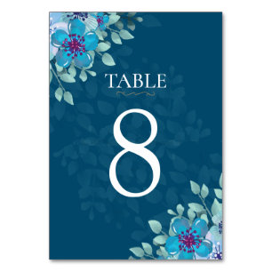 Numeração De Mesa Azul-marinho e Azul-claro, cor-de-água floral Eleg