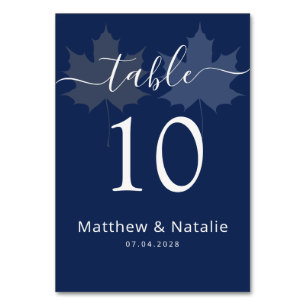 Numeração De Mesa Azul Marinho Folha de Bordo Dourada Casamento Boho