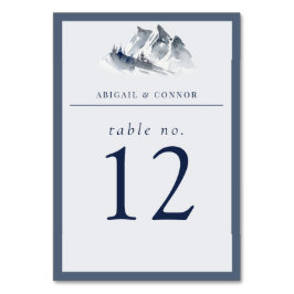 Numeração De Mesa Azul Montanha Nebulosa Branco Elegante