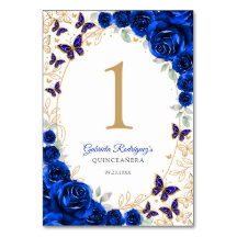 Azul Real Dourado Floral Quinceanera