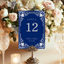 Azul Real Vintage Casamento Elegante Antigo Orname