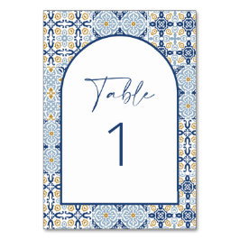 Numeração De Mesa Azulejo Azul e Amarelo de Amalfi 
