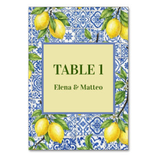 Numeração De Mesa Azulejo Siciliano e Casamento de Limão