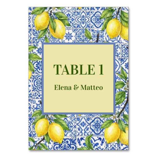 Numeração De Mesa Azulejo Siciliano e Casamento de Limão (Frente)