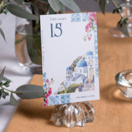 Numeração De Mesa Azulejos de aquarela | Grécia Wedding