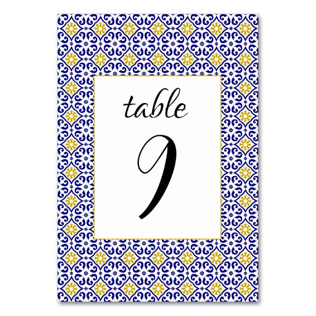 Numeração De Mesa Azulejos Portugueses Casamento Azul Mediterrâneo (Frente)