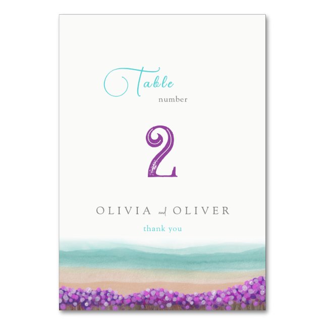 Numeração De Mesa Azure Coast in Bloom Wedding (Frente)