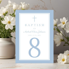 Numeração De Mesa Baby Blue Religious Cross Boy Baptism