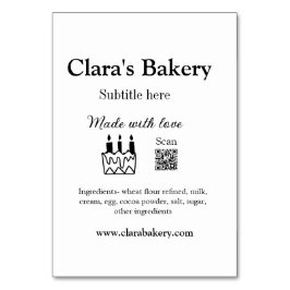 Numeração De Mesa Bagaço de padaria adiciona ingredientes feitos com