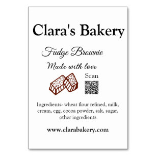 Numeração De Mesa Bakery brownie adiciona ingredientes feitos com lo