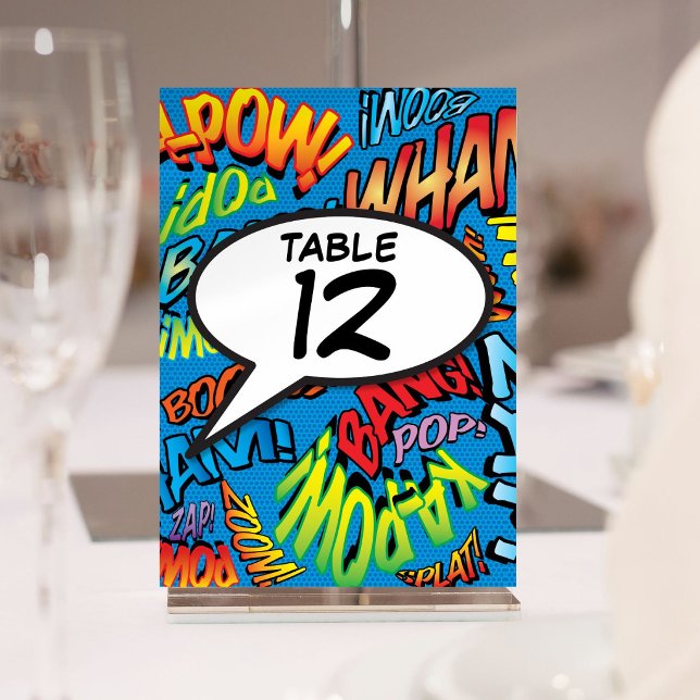 Numeração De Mesa Balão de Fala Diversão Tabela de Número de Quadrin (Speech Bubble Fun Comic Book Table Number)