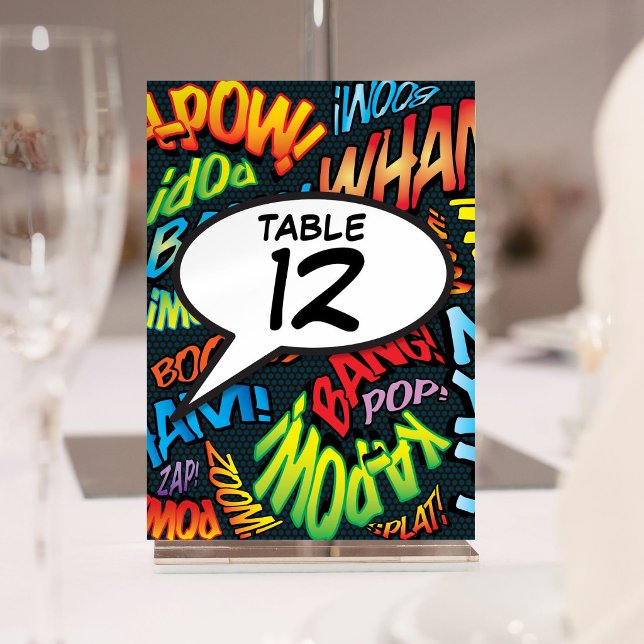 Numeração De Mesa Balão de Fala Divertido Quadrinho Retro (Speech Bubble Fun Retro Comic Book Table Number)