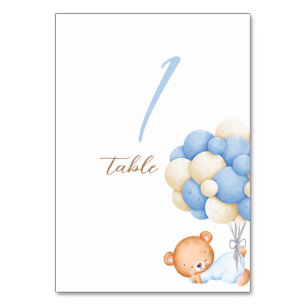 Numeração De Mesa Balões de Aquarela do Urso de Teddy Mesa 1