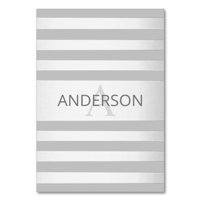 Numeração De Mesa Bandas de Ombre Silver Faux Contemporâneas e Cinza (Frente)