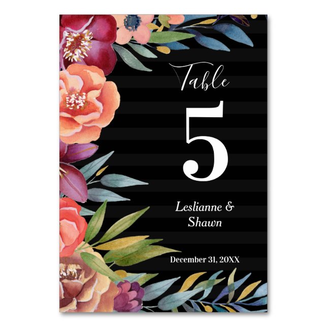 Numeração De Mesa Bandas Tropicais e Estrias Negras (Frente)