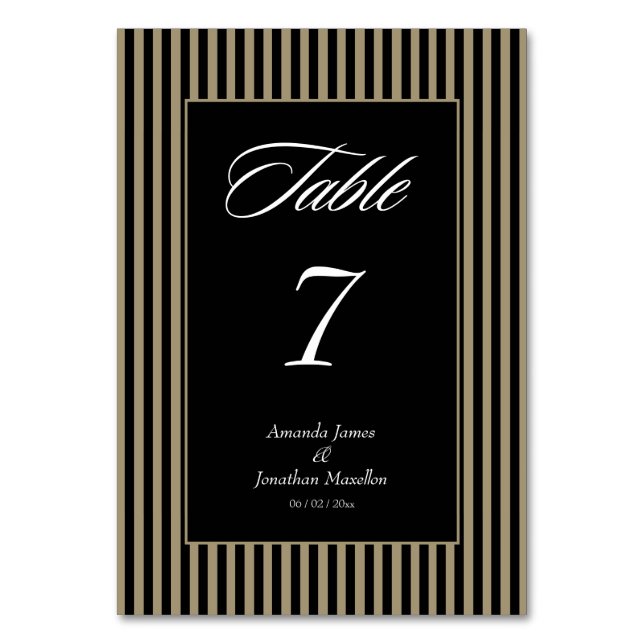 Numeração De Mesa Bandas verdes e pretas elegantes (Frente)