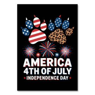 Numeração De Mesa Bandeira Americana Corações de Leopardo Fofo 4 de 