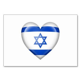 Numeração De Mesa Bandeira israelita do coração no branco