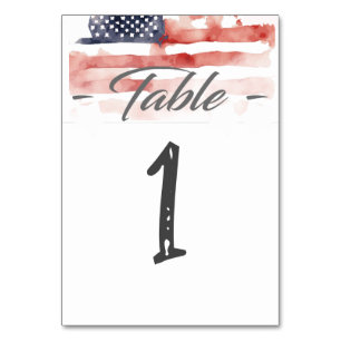 Numeração De Mesa Bandeira Patriótica Personalizável em Aquarela