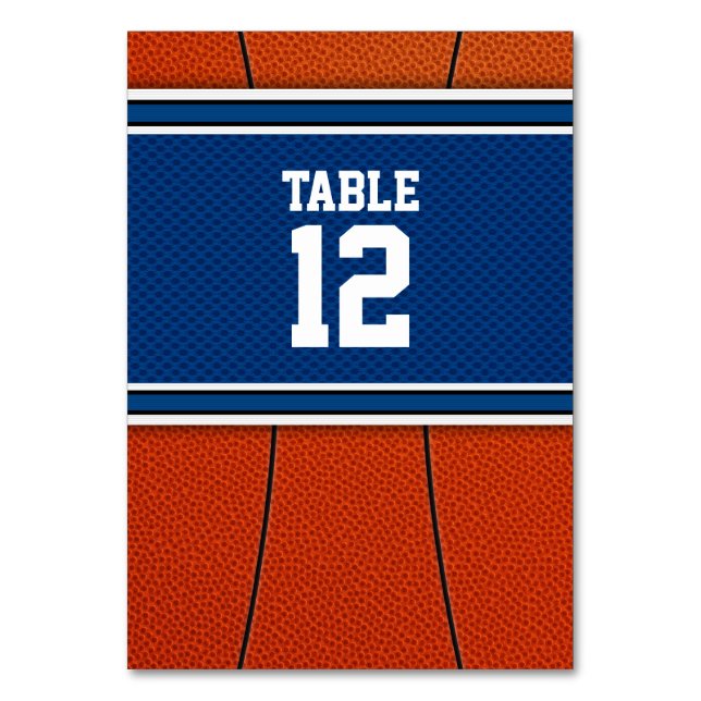 Numeração De Mesa Bar Laranja Azul de Basquete Mitzvah (Frente)