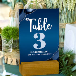 Numeração De Mesa Bar Mitzvah Moderno Marinho Azul Ombre Agate Scrip