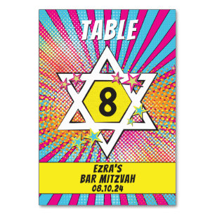 Numeração De Mesa Bar Mitzvah Star do História em quadrinhos Comic B