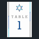 Numeração De Mesa Bar moderno Mitzvah Design - Teal e Preto<br><div class="desc">Simples,  moderno e legal Bar Mitzvah convites com estrelas de David design com sotaque preto e cinza. Personalize on-line com seus números de tabela ou outros detalhes do Bar Mitzvah</div>