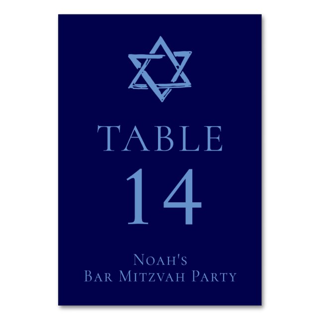 Numeração De Mesa Bar Real Mitzvah - Estrela do Partido de David (Frente)