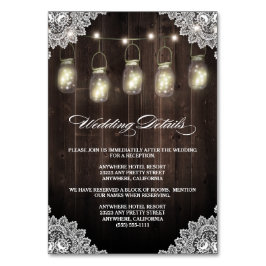 Numeração De Mesa Barn Wood Lace Mason Jar Enclosure Cards