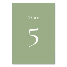 Numeração De Mesa Basic and Elegant Sage Green Table number Card