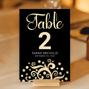 Numeração De Mesa Bat Mitzvah Black Gold Tree - Escritura da Vida