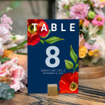 Numeração De Mesa Bat Mitzvah Marinho Azul Vermelho Floral Cor Moder<br><div class="desc">Nenhuma festa do Bat Mitzvah está completa sem cartões de números de tabela personalizados. Deixe o seu Bat Mitzvah favorito se orgulhar, se regozijar e celebrar seu marco em seu partido perfeitamente coordenado. Esta sofisticada, chica, atordoante e vermelha aquarela floral com o moderno tipo san serif sobrepõe-se a um fundo...</div>