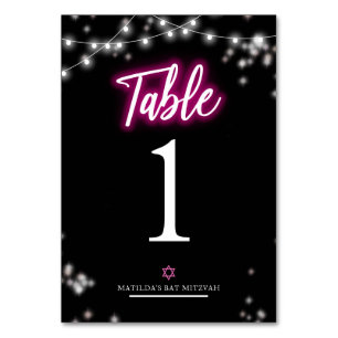 Numeração De Mesa Bat Mitzvah Neon Rosa Choque Temático