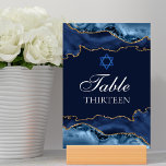 Numeração De Mesa Bat Mitzvah Party - Marinho Blue Dourado Star de D<br><div class="desc">O azul e o ouro marinho elegantes enfeitam esses números de tabela do partido Bat Mitzvah. Seu número de tabela está escrito em um belo roteiro formal sob a Estrela de David. Legal decoração para uma família judia na moda.</div>