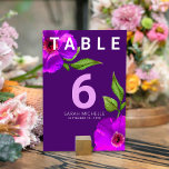 Numeração De Mesa Bat Mitzvah Purple Pink Floral Watercolor Moderna<br><div class="desc">Nenhuma festa do Bat Mitzvah está completa sem cartões de números de tabela personalizados. Deixe o seu Bat Mitzvah favorito se orgulhar, se regozijar e celebrar seu marco em seu partido perfeitamente coordenado. Esta sofisticada, chica, atordoante, cor de água floral rosa púrpura com serifa moderna cobre um fundo roxo de...</div>