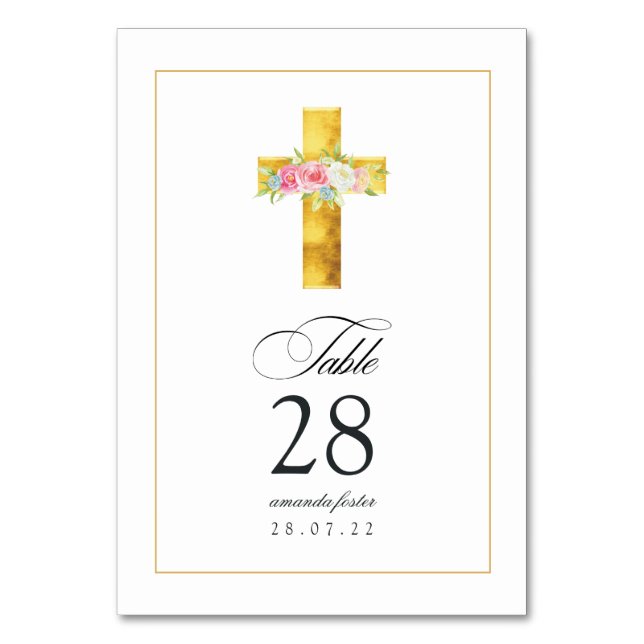 Numeração De Mesa Batismo Floral de Aquarela/ Christening/ Dedicação (Frente)