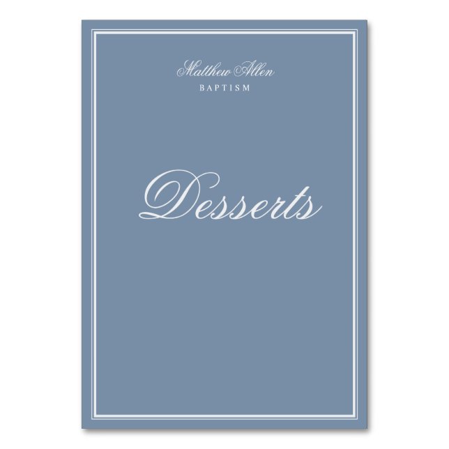 Numeração De Mesa Batismo Para Ele | Cruz clássica elegante (Frente)