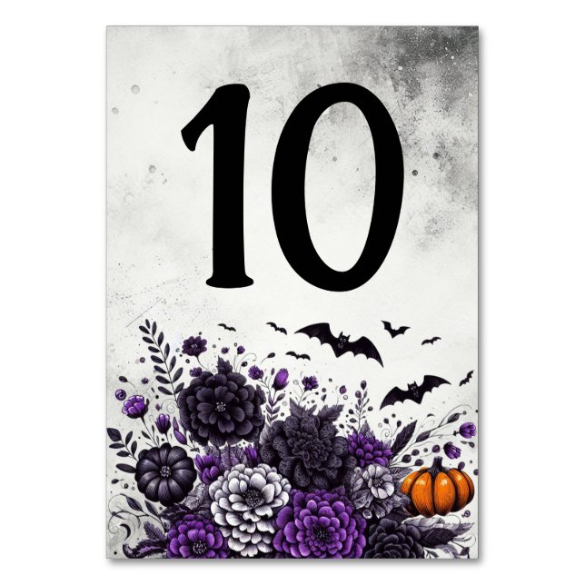Numeração De Mesa Bats e Flores Mesa Número 10 (Frente)
