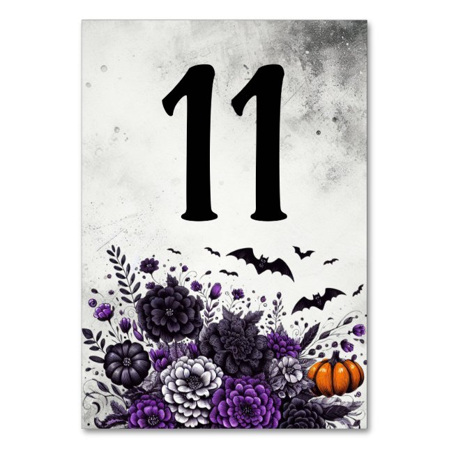 Numeração De Mesa Bats e Flores Mesa Número 11 (Frente)