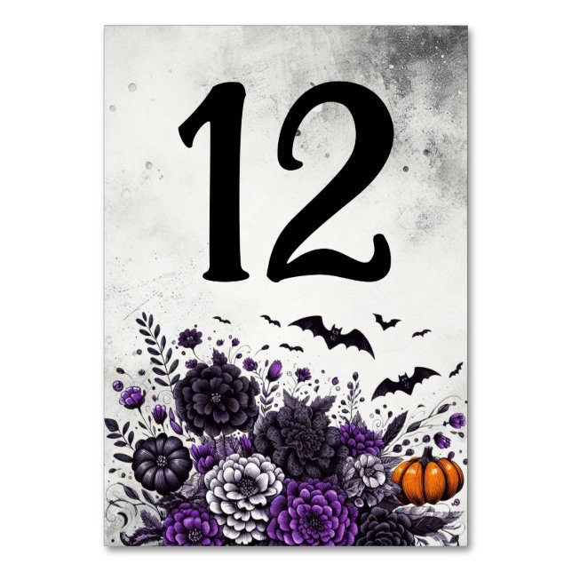 Numeração De Mesa Bats e Flores Mesa Número 12 (Frente)