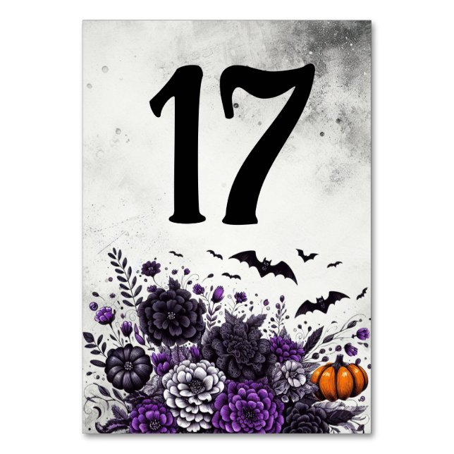 Numeração De Mesa Bats e Flores Mesa Número 17 (Frente)
