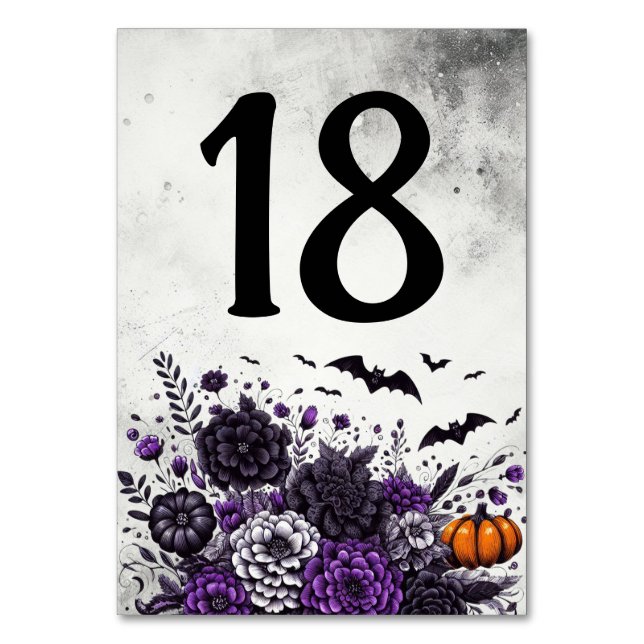 Numeração De Mesa Bats e Flores Mesa Número 18 (Frente)