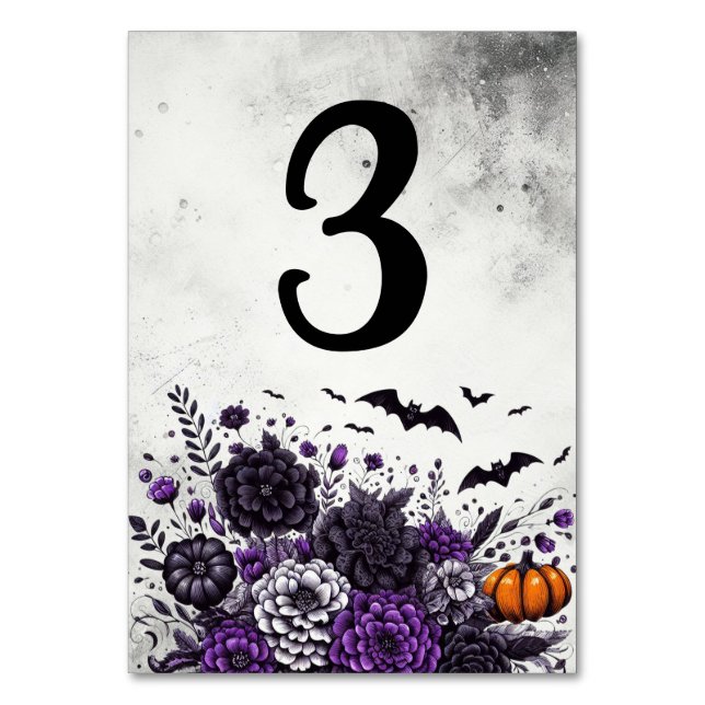 Numeração De Mesa Bats e Flores Mesa Número 3 (Frente)