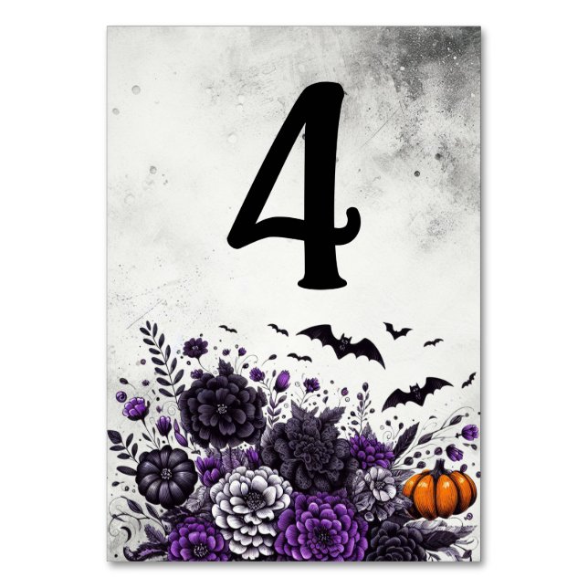 Numeração De Mesa Bats e Flores Mesa Número 4 (Frente)