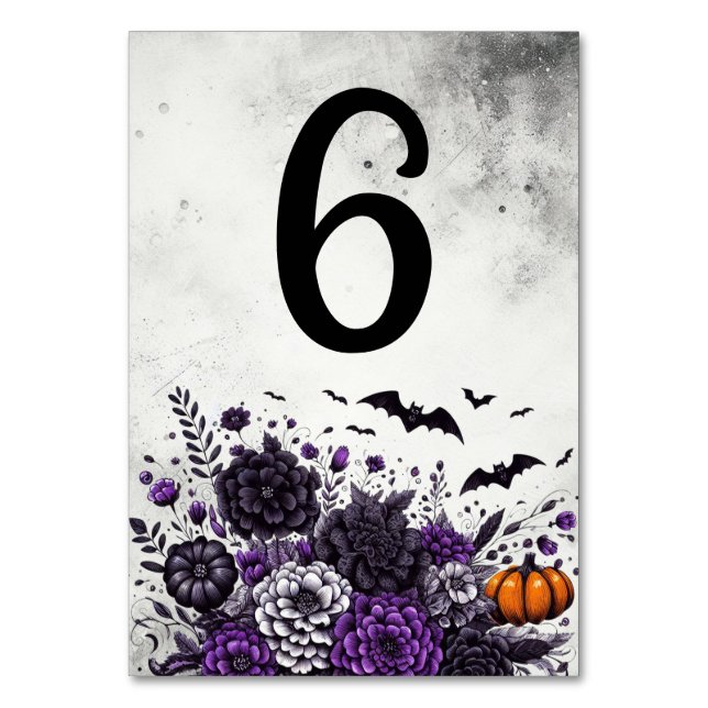Numeração De Mesa Bats e Flores Mesa Número 6 (Frente)