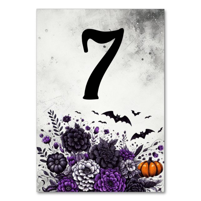 Numeração De Mesa Bats e Flores Mesa Número 7 (Frente)
