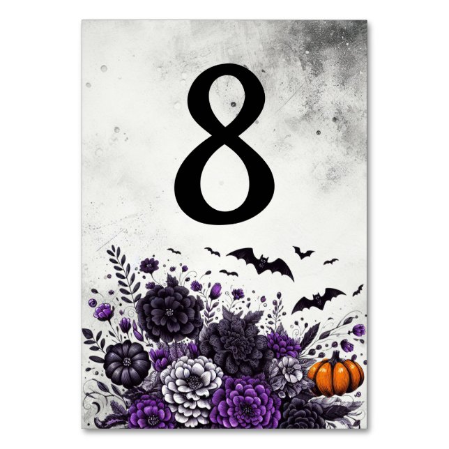 Numeração De Mesa Bats e Flores Tabela Número 8 (Frente)